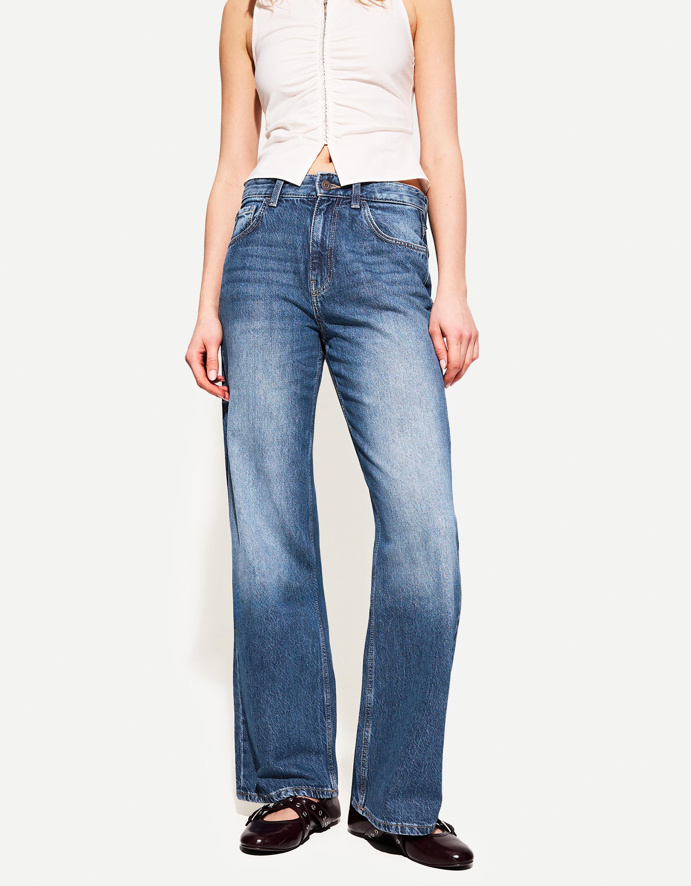 Bershka Wide Leg 90'S Jeans Damen 10-12 Blau