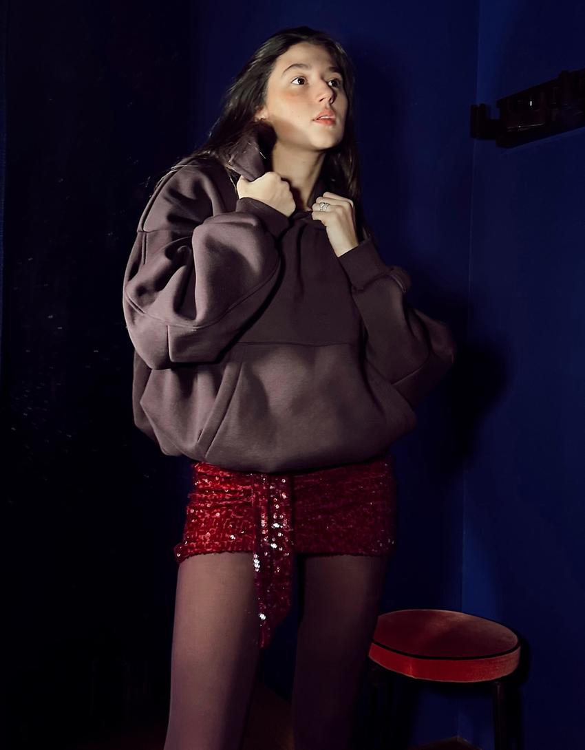 Gonna mini con paillette-Rosso