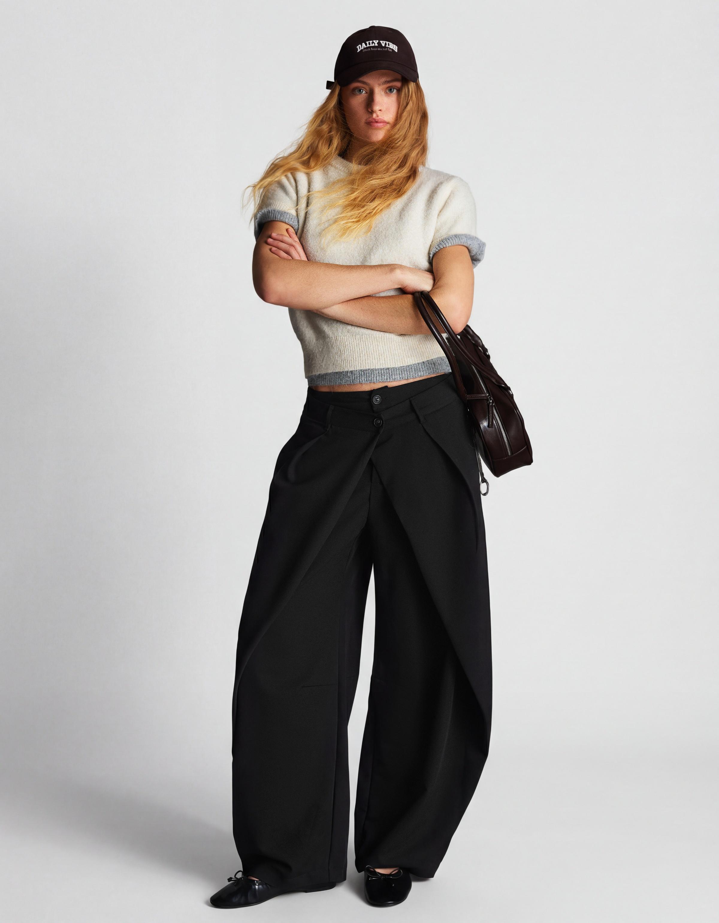 Çift düğmeli, pilili pantolon - Görsel 20