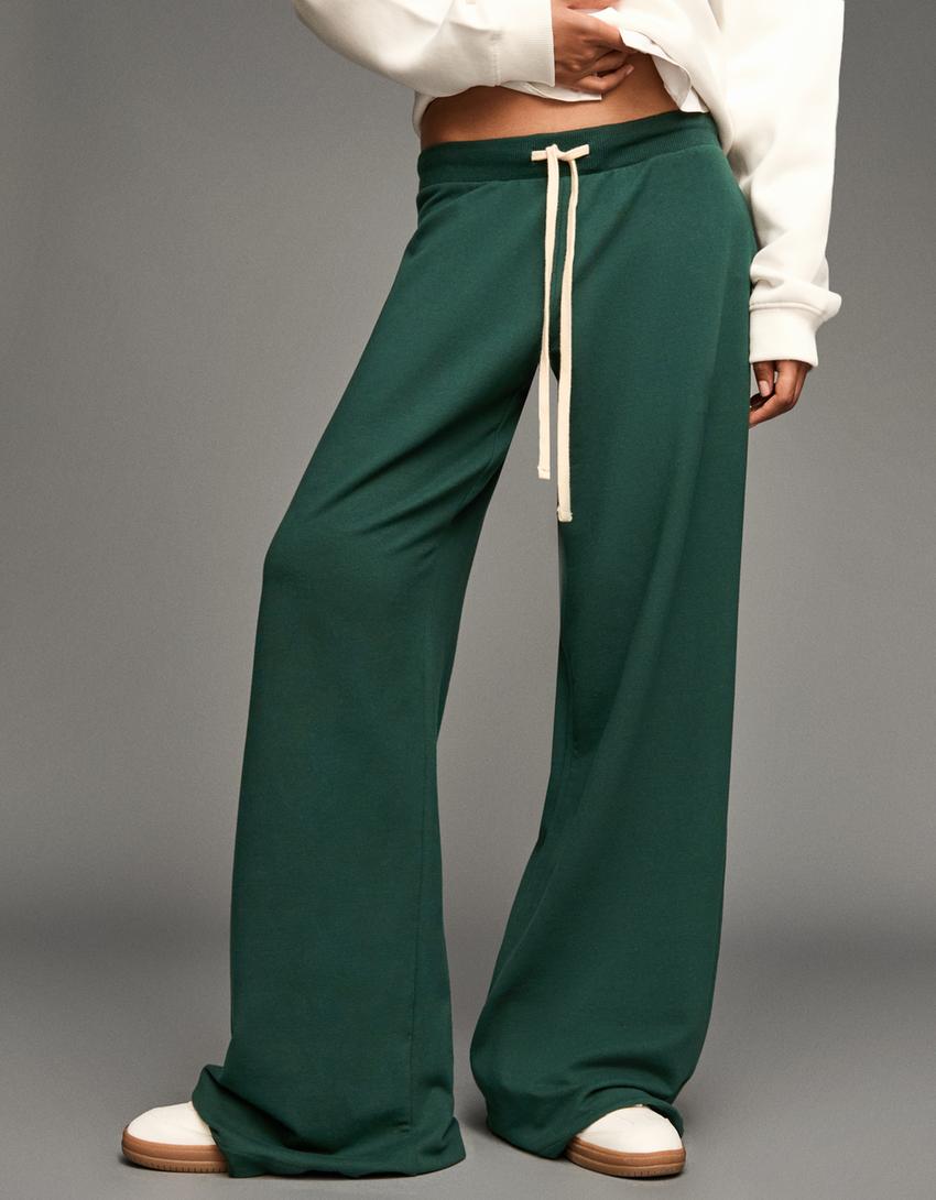 Plush jersey trousers-Green
