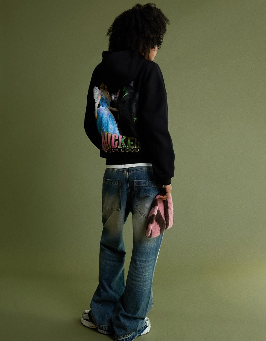 Dessuadora Wicked caputxa estampat-Negre