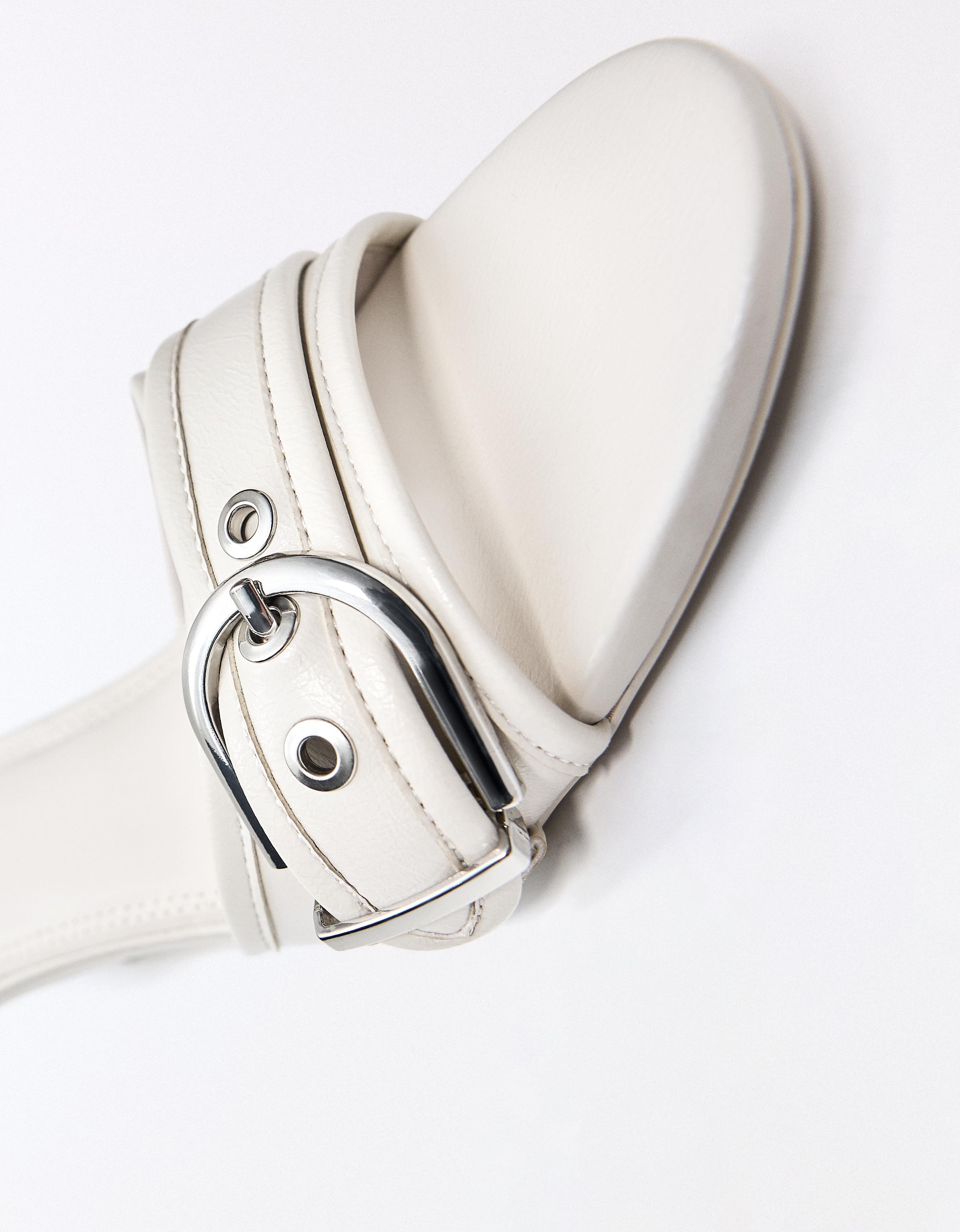 Buckled heeled mules — WHITE
