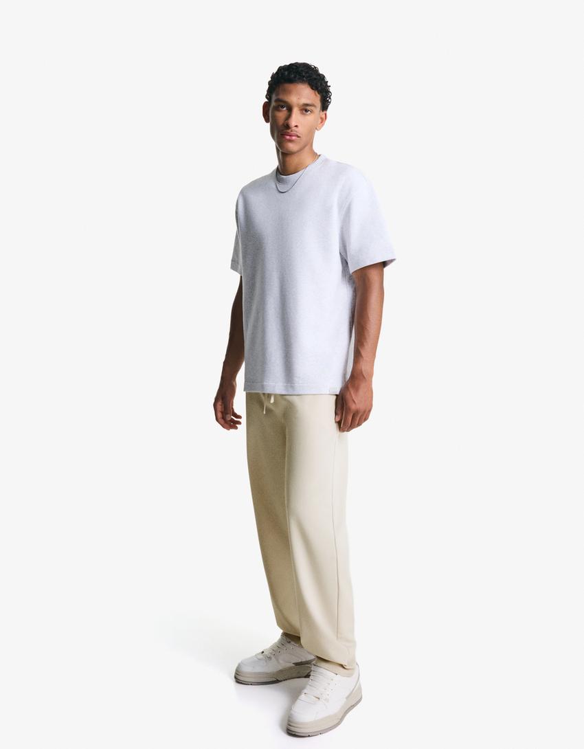 Calças retas jogger tailored fit-Cru-0