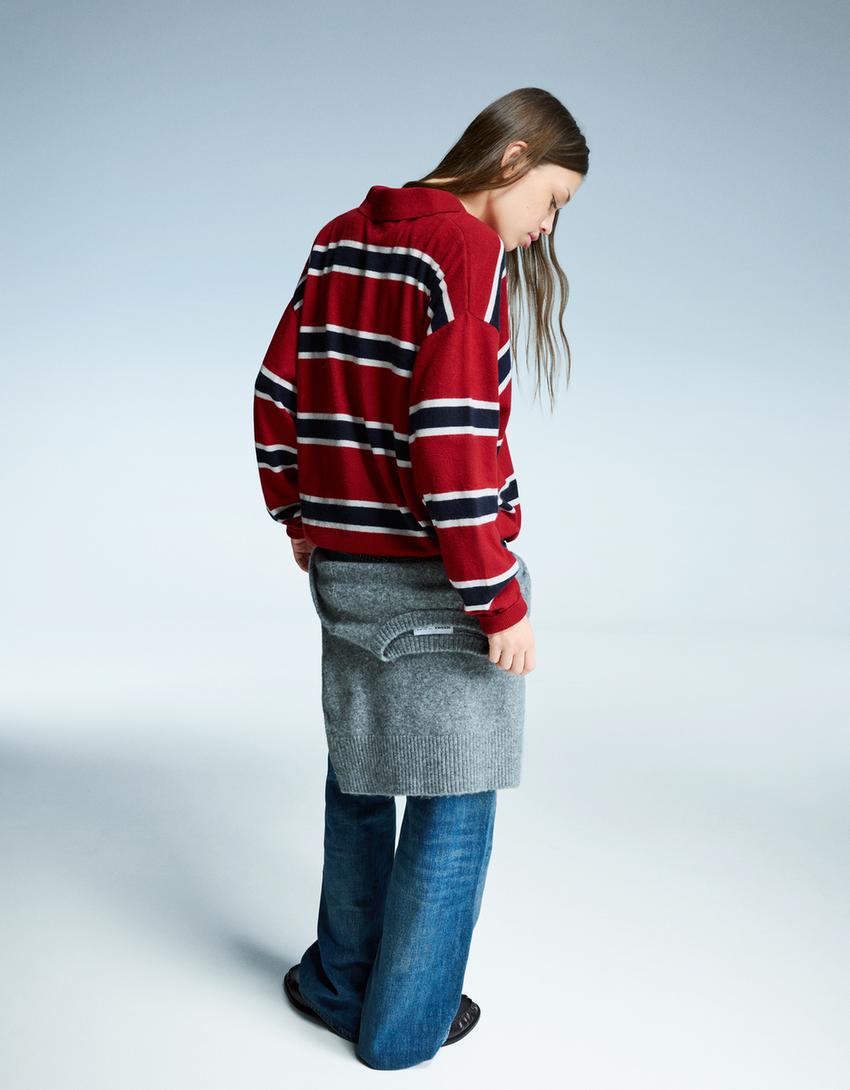 Sweater met polokraag-Rood