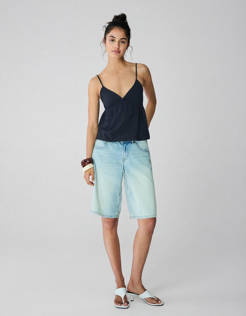 Top tirantes peplum-Marino