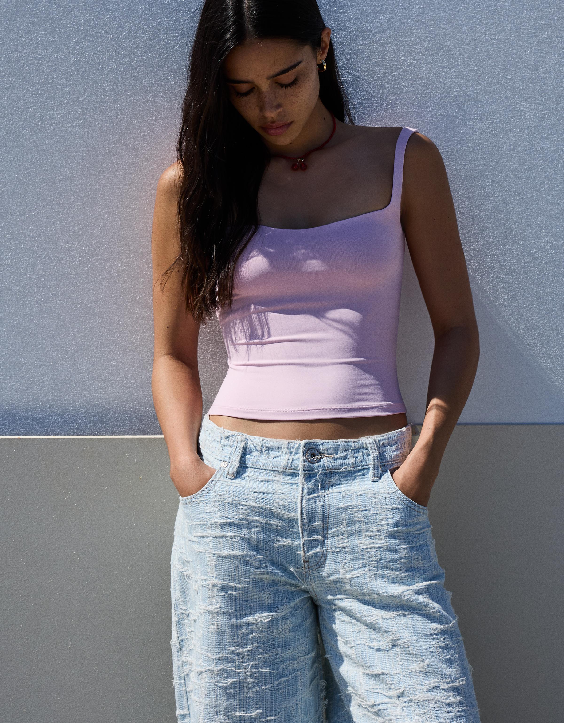 Bershka Trägertop Damen S Rosa