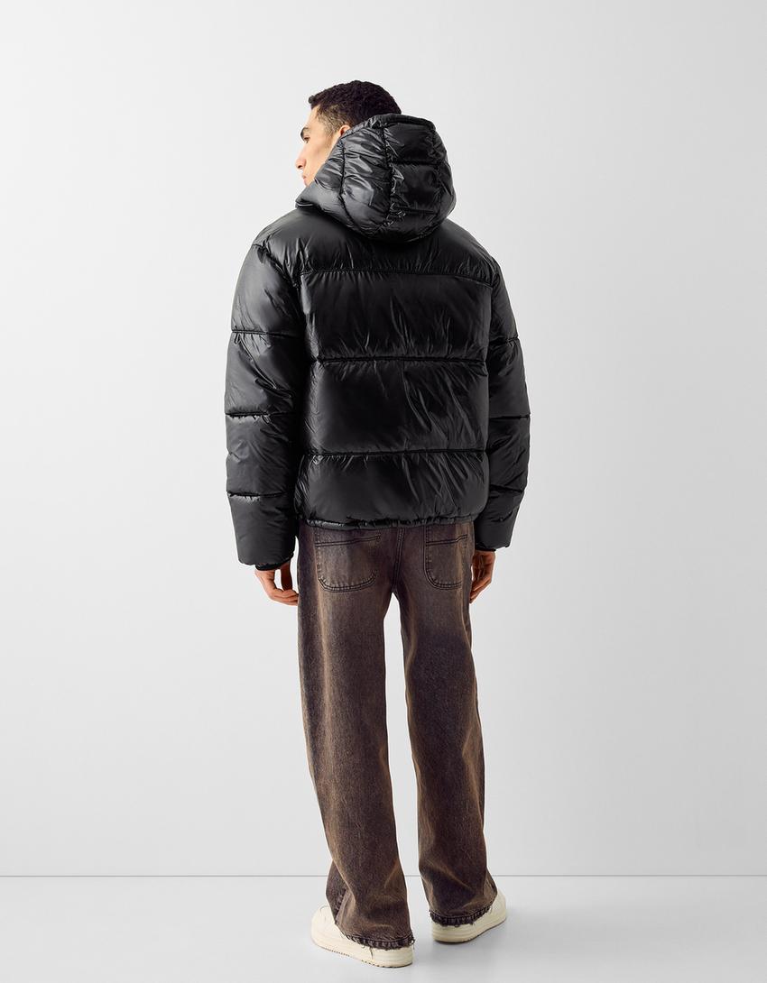 Shiny puffer jacket-Black
