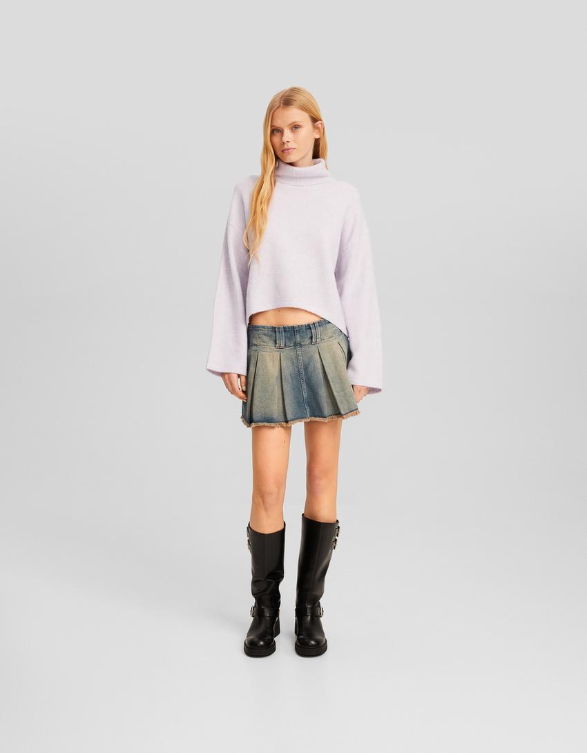 سويتر مخطط برقبة عالية-بنفسجي-3