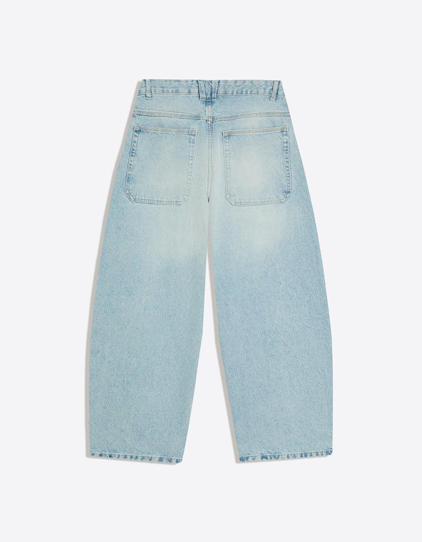 Barrel fit jean-Açık mavi