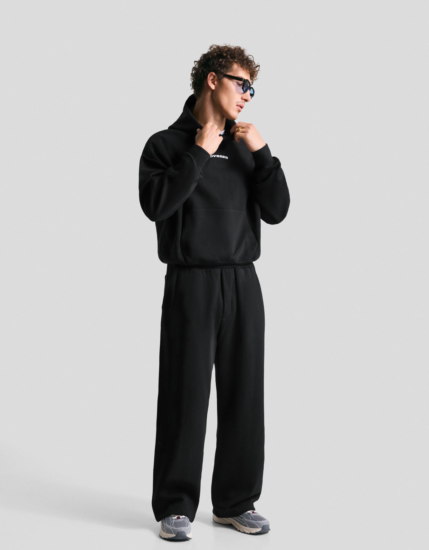 Bershka spodnie o kroju super baggy czarny