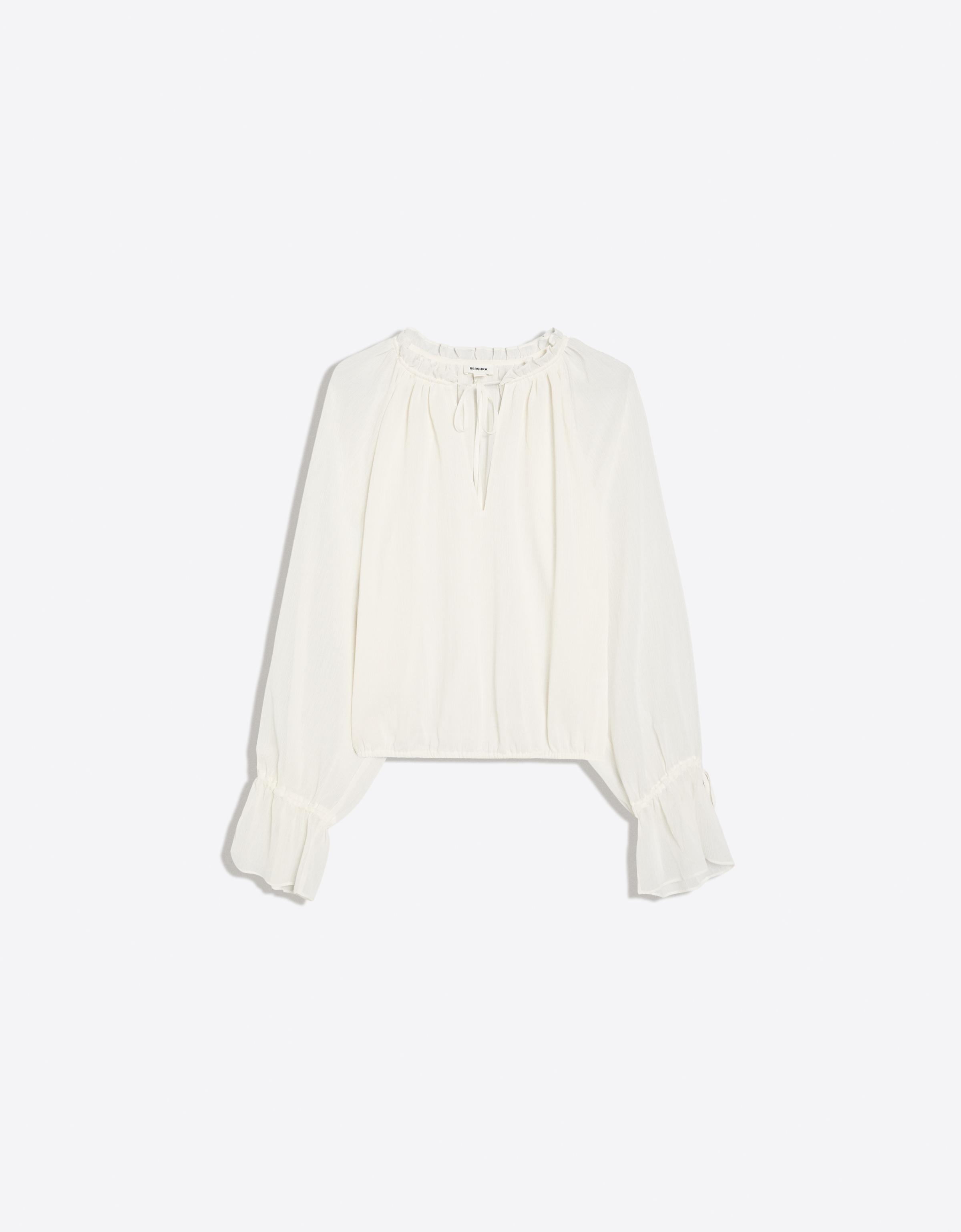 Long sleeve flowing shirt — Cream