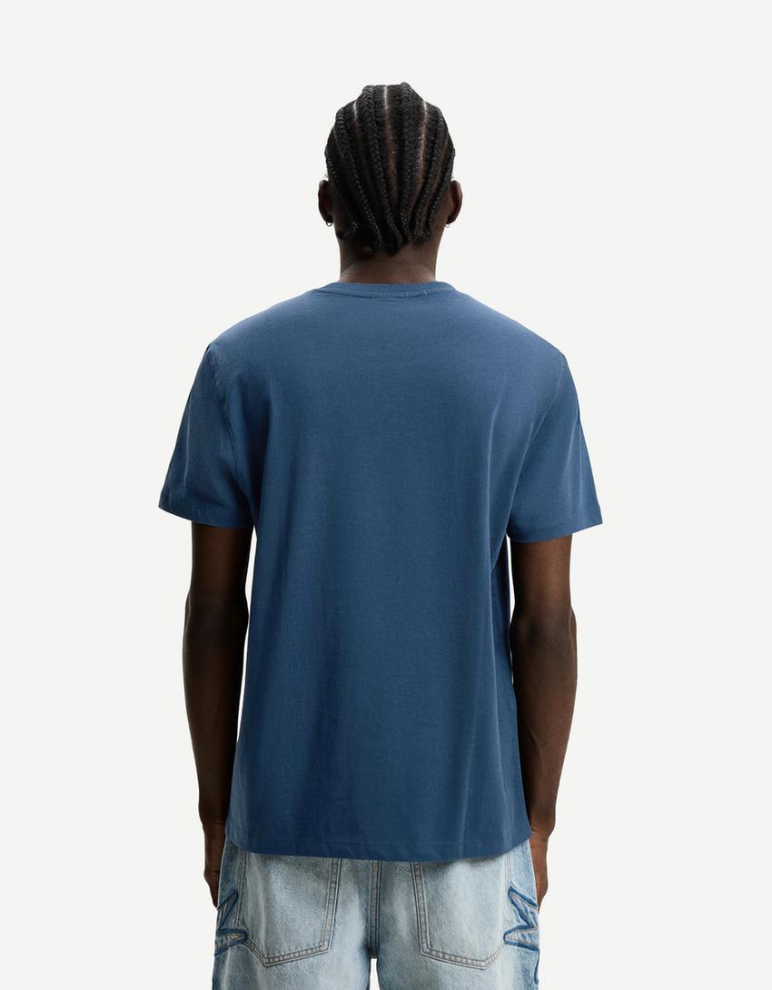 T-shirt à manches courtes basique-Bleu-1