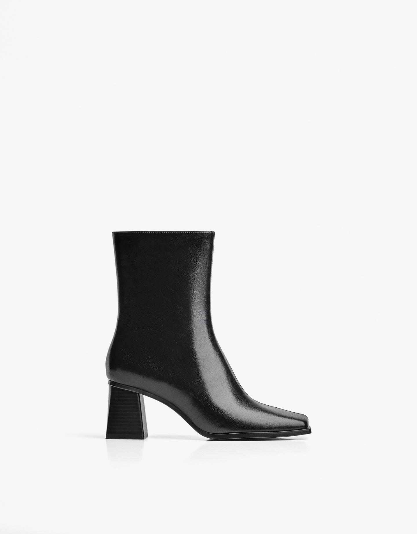 Bershka botki na szerokim obcasie czarny