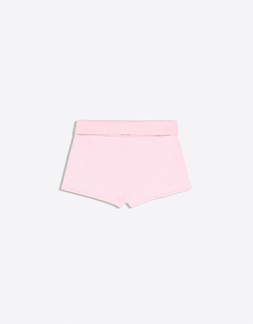 Sweatshorts mit umgeschlagenem Bund-Rosa