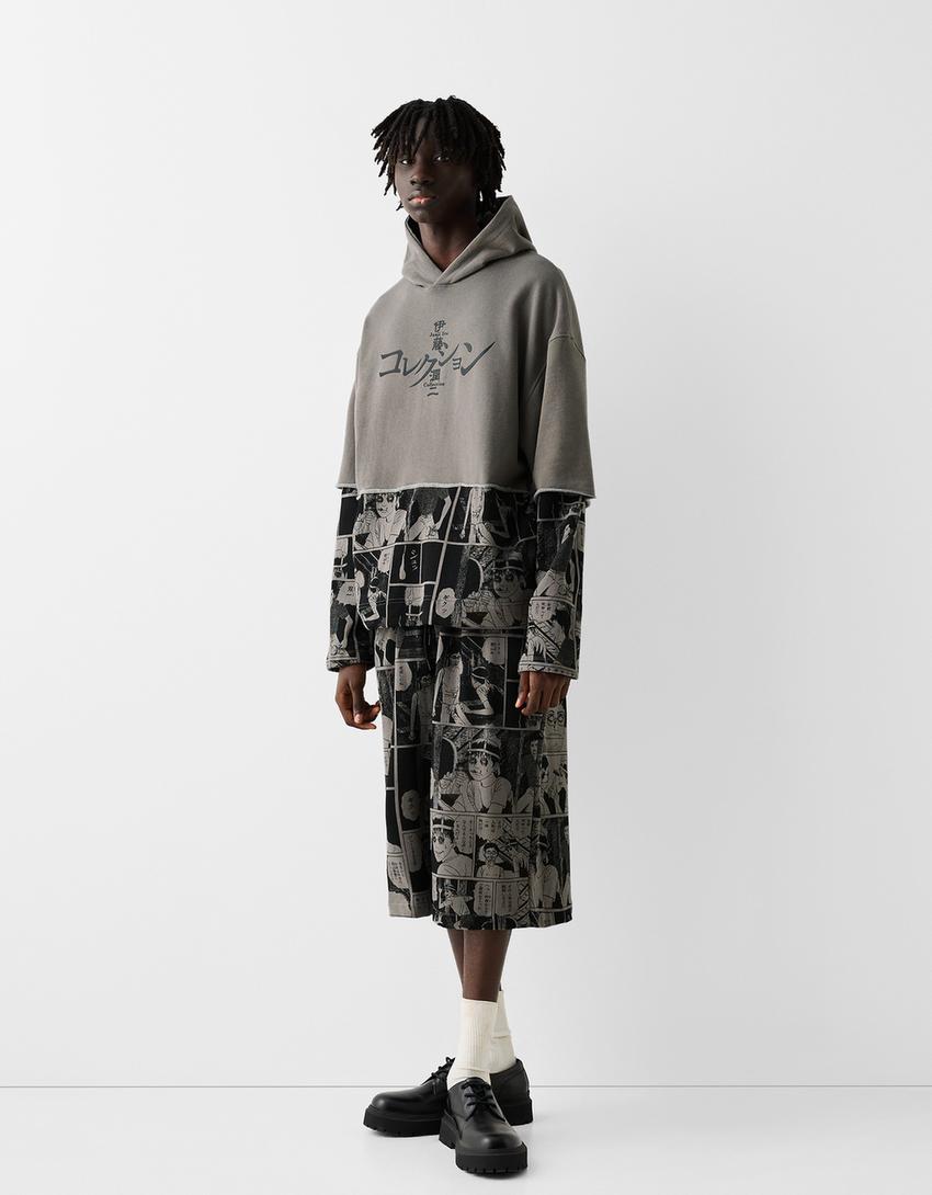 Sweat capuche imprimé Junji Ito Collection-Gris-4