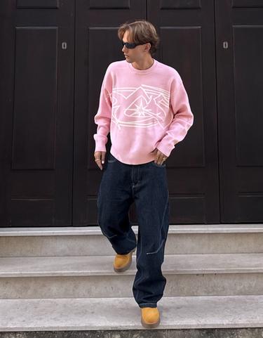 Printed round neck jumper — Pink 3