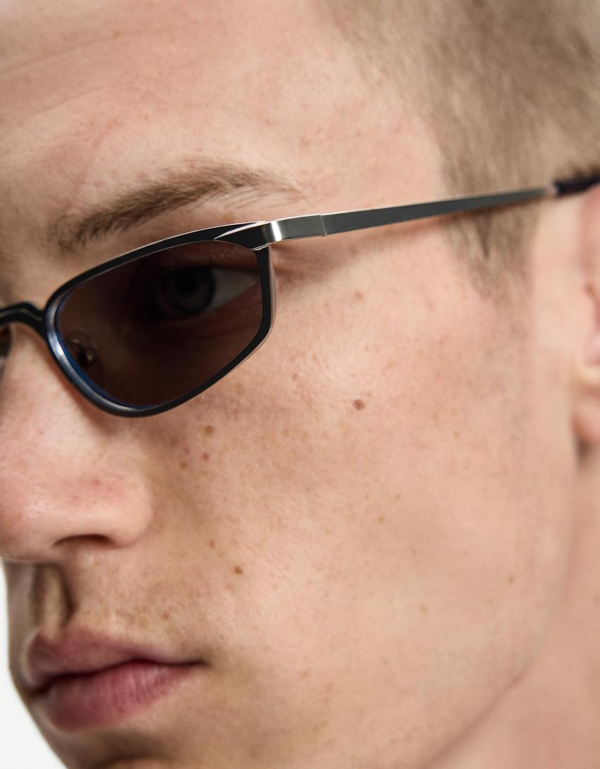 Lunettes de soleil en métal-Bleu clair-0