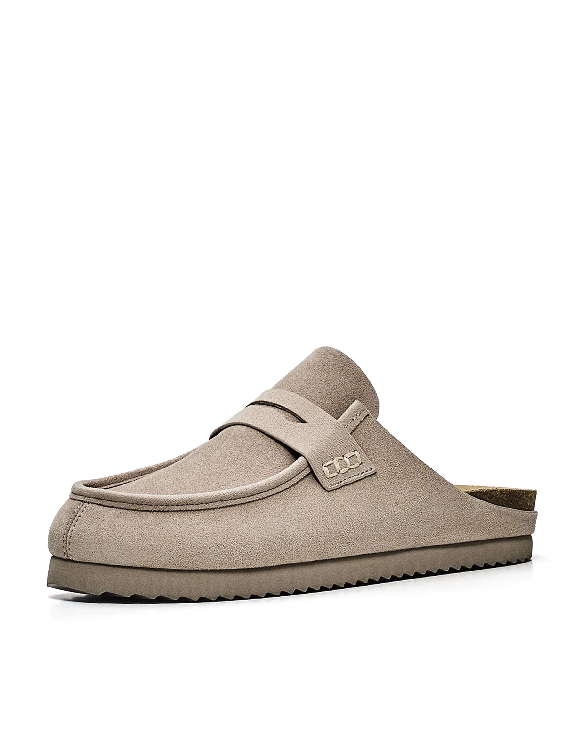 Mule clogs with mask detail — TAUPE