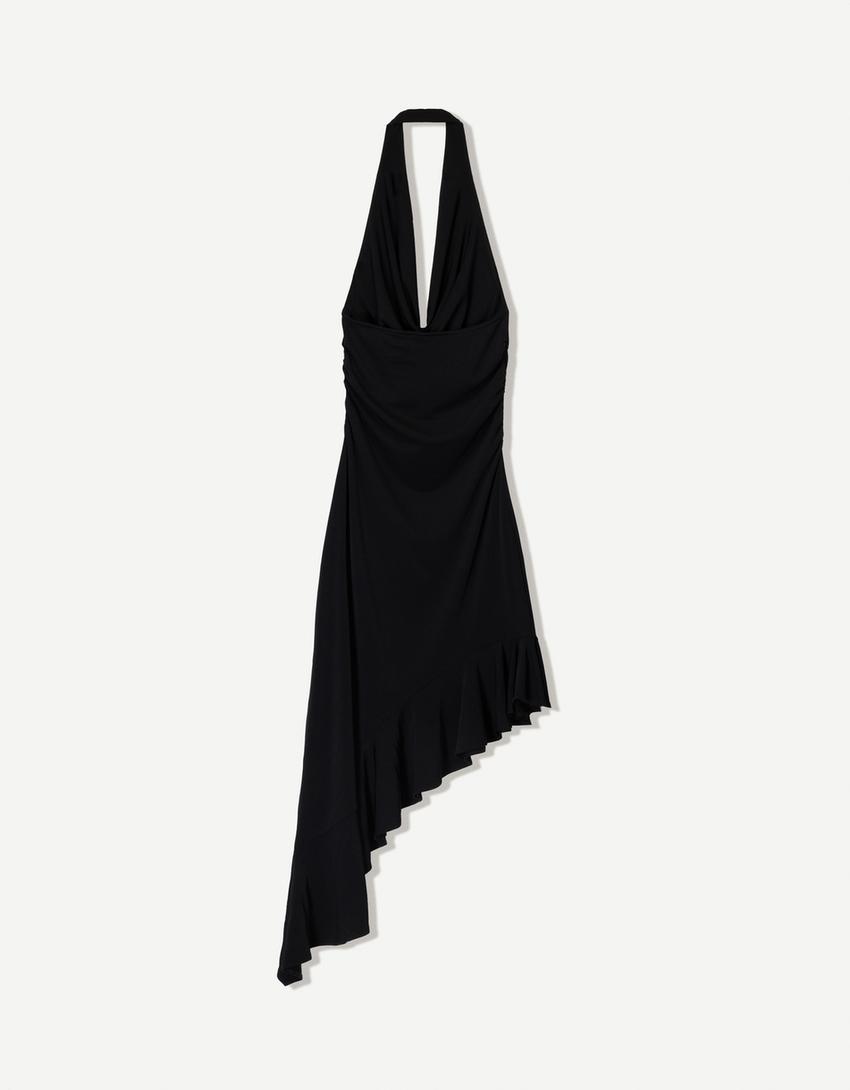 Robe midi bas asymétrique-Noir-5