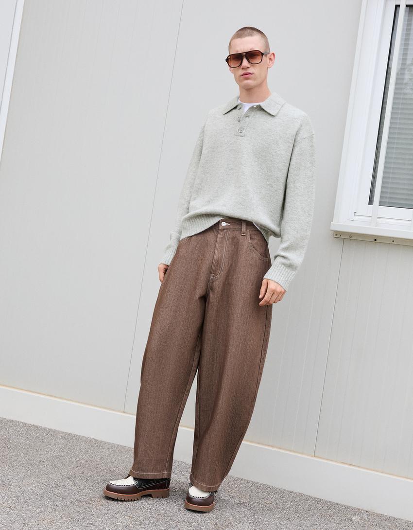 Pull col polo-Gris-3