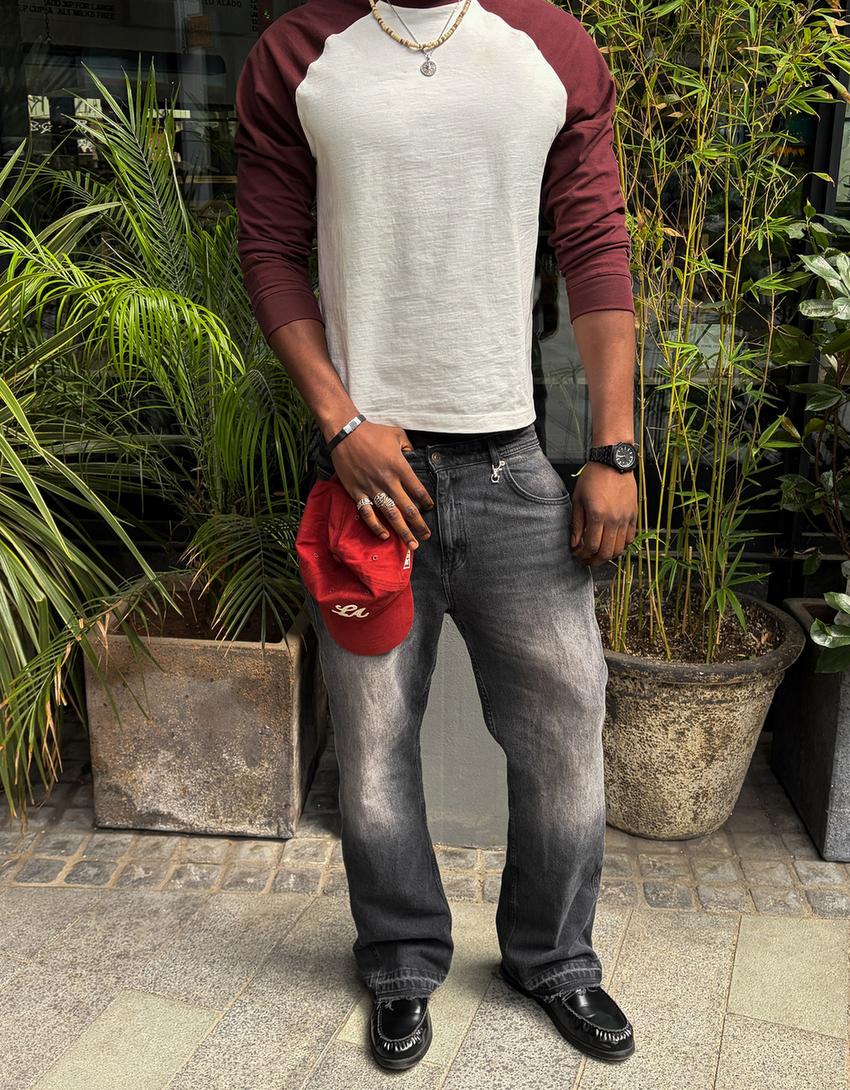 Straight flare jean-Siyah