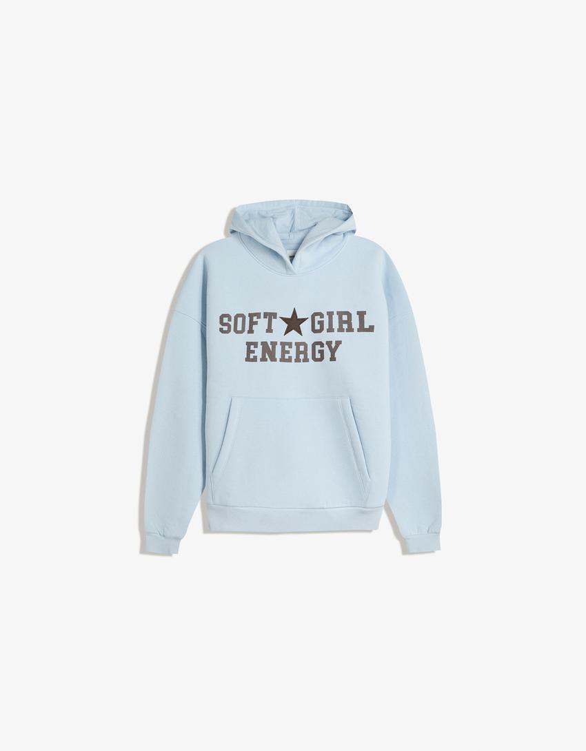 Sweat capuche imprimé-Bleu clair-3