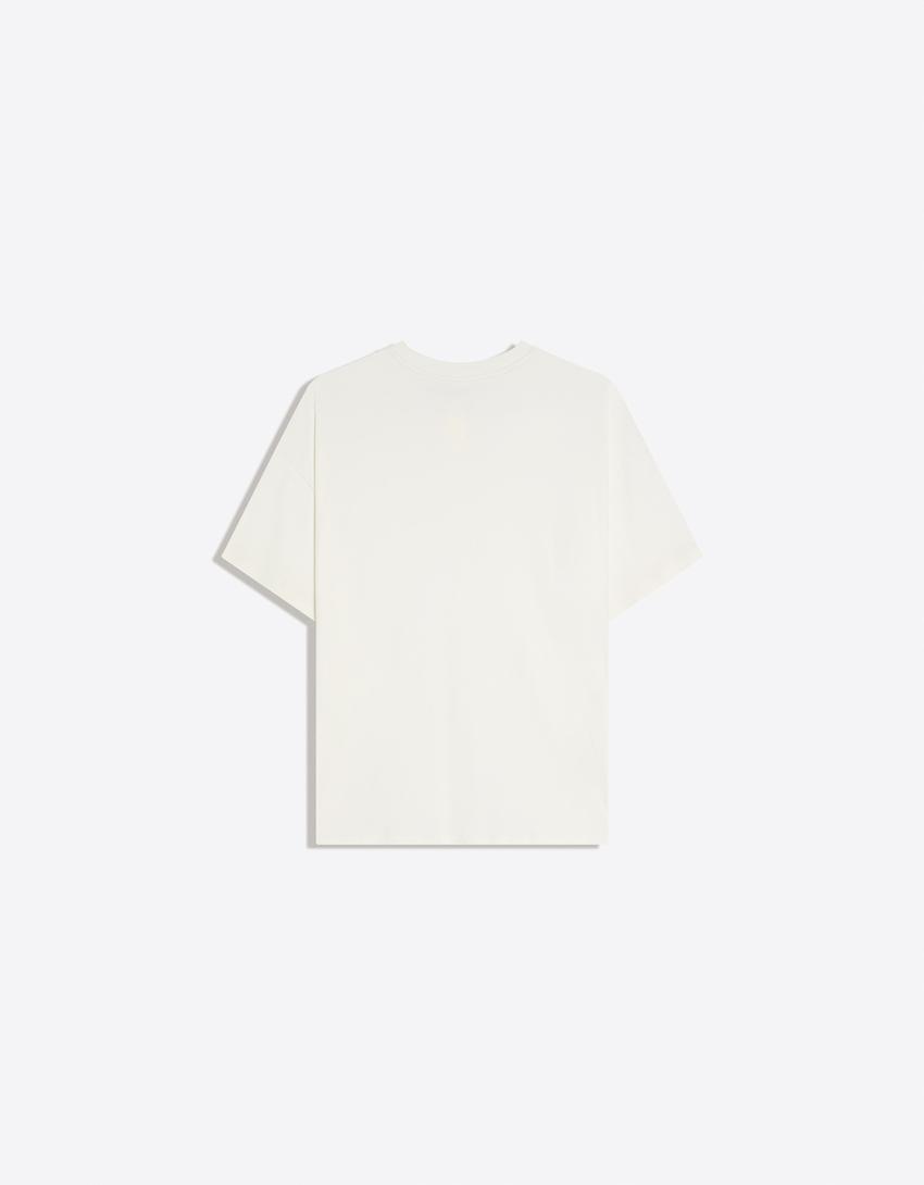 Camiseta manga corta oversize-Blanco roto