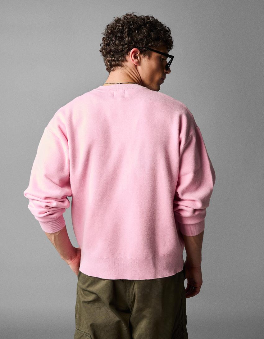 Jersey cuello redondo print-Rosa