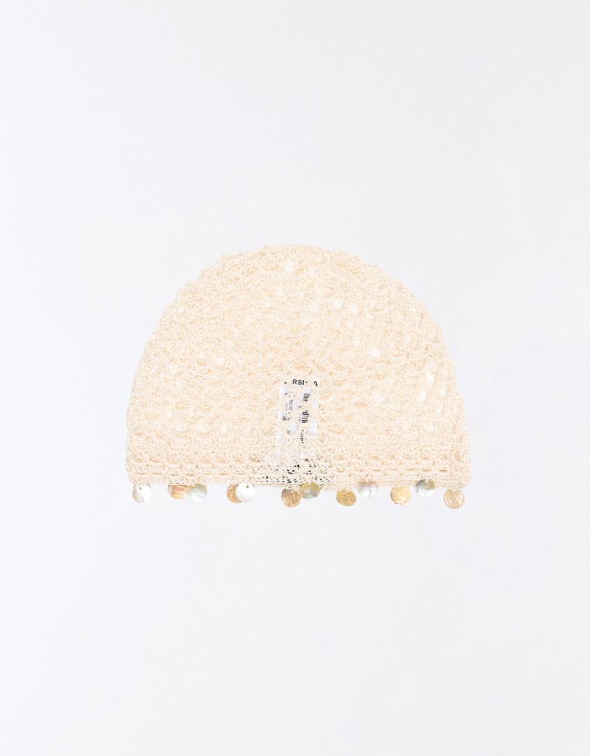 Topi rajut-Krem
