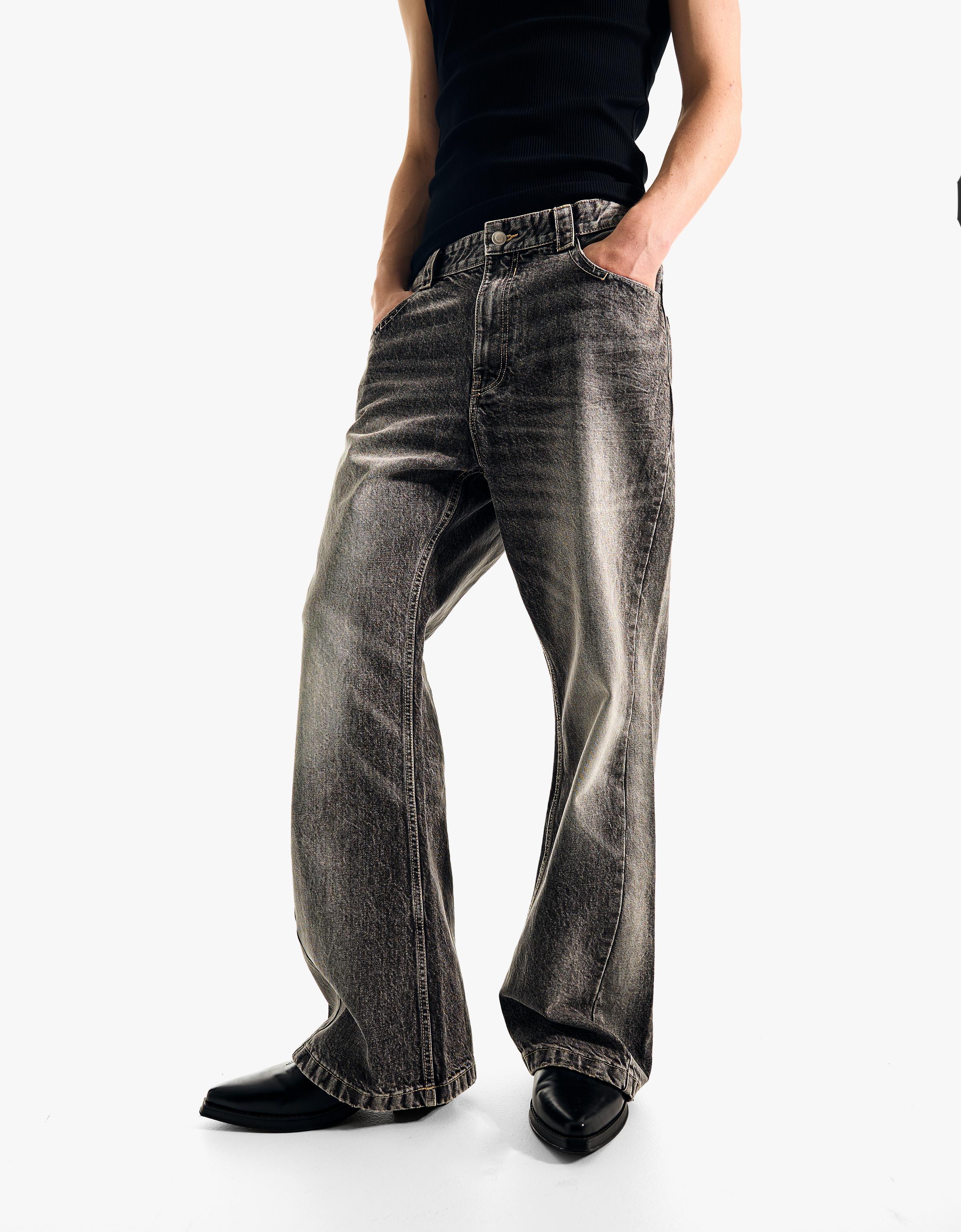 Baggy flared jeans — Dark grey