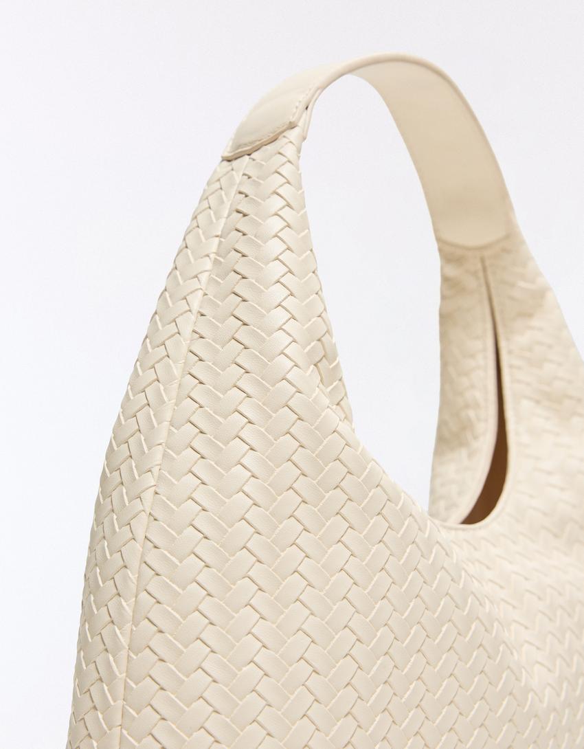 Woven bucket bag-Cream