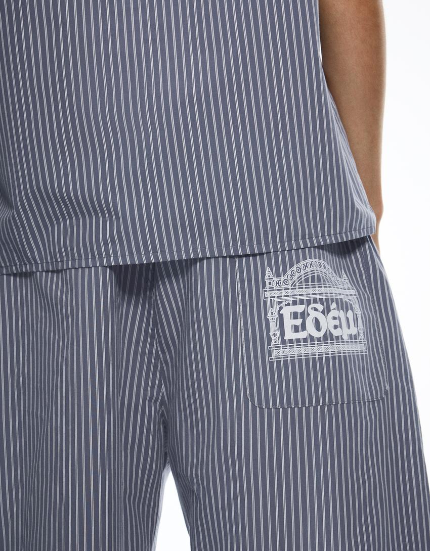 ARIES X BERSHKA relaxed fit bermuda-Koyu gri