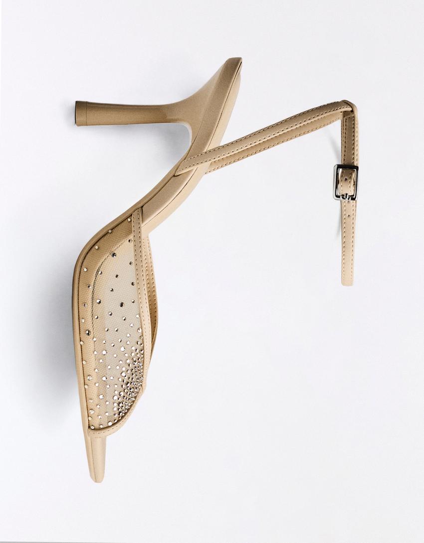 High-heel shoes with fantasy split-BEIGE