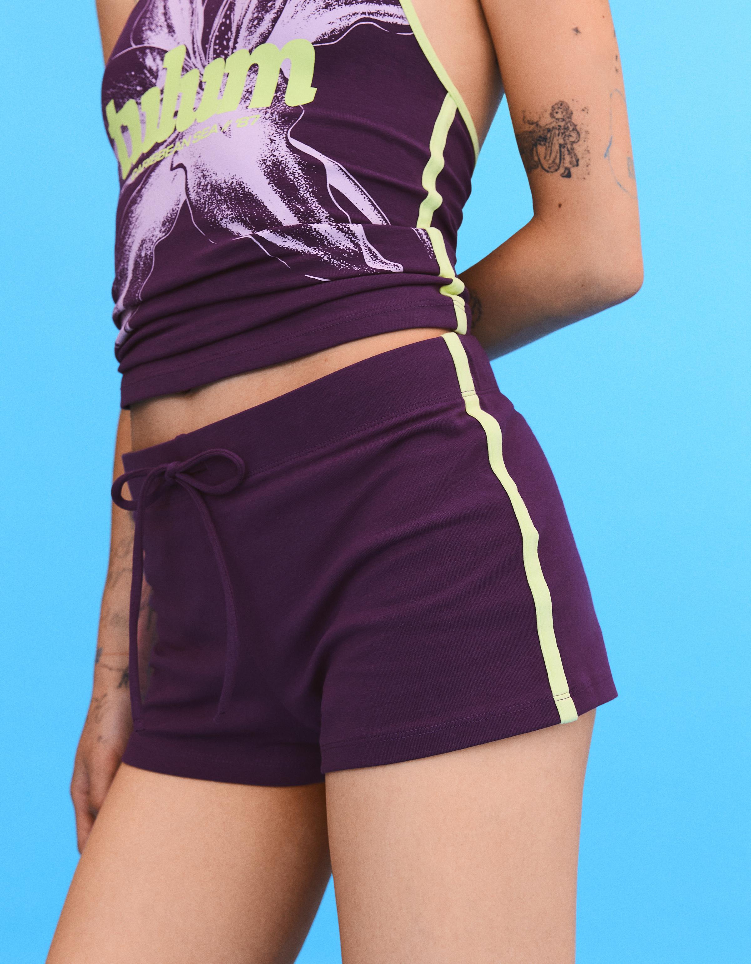 Mini shorts with side stripes — Violet