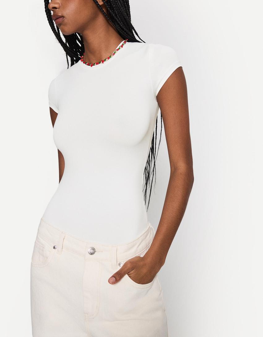Short sleeve bodysuit-Cream-2