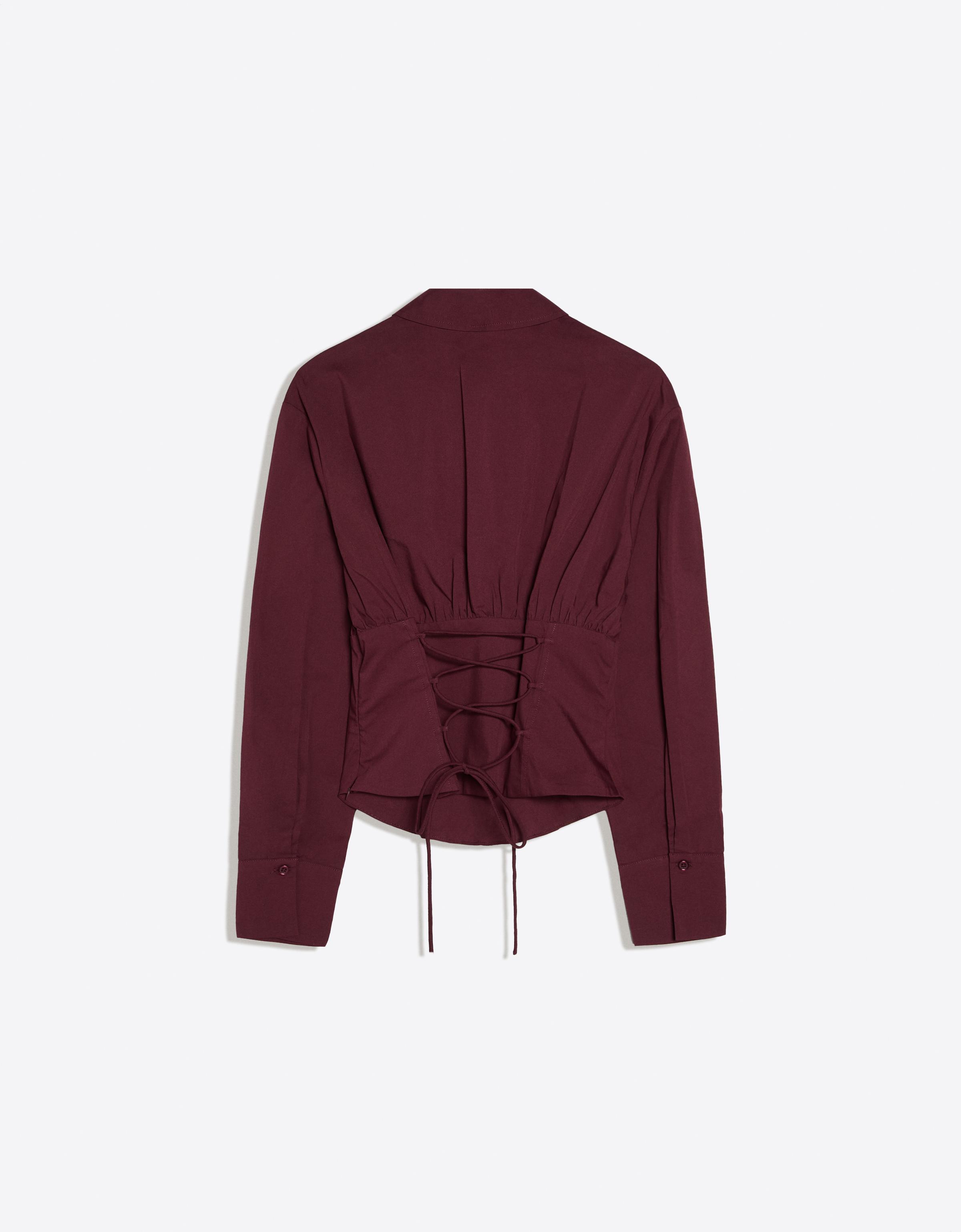 Long sleeve corset-effect shirt — Maroon