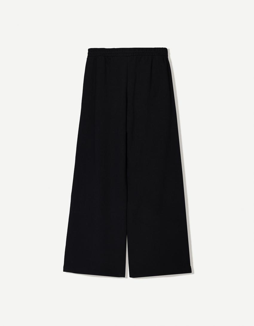 Wide leg sweatpants-Black-4