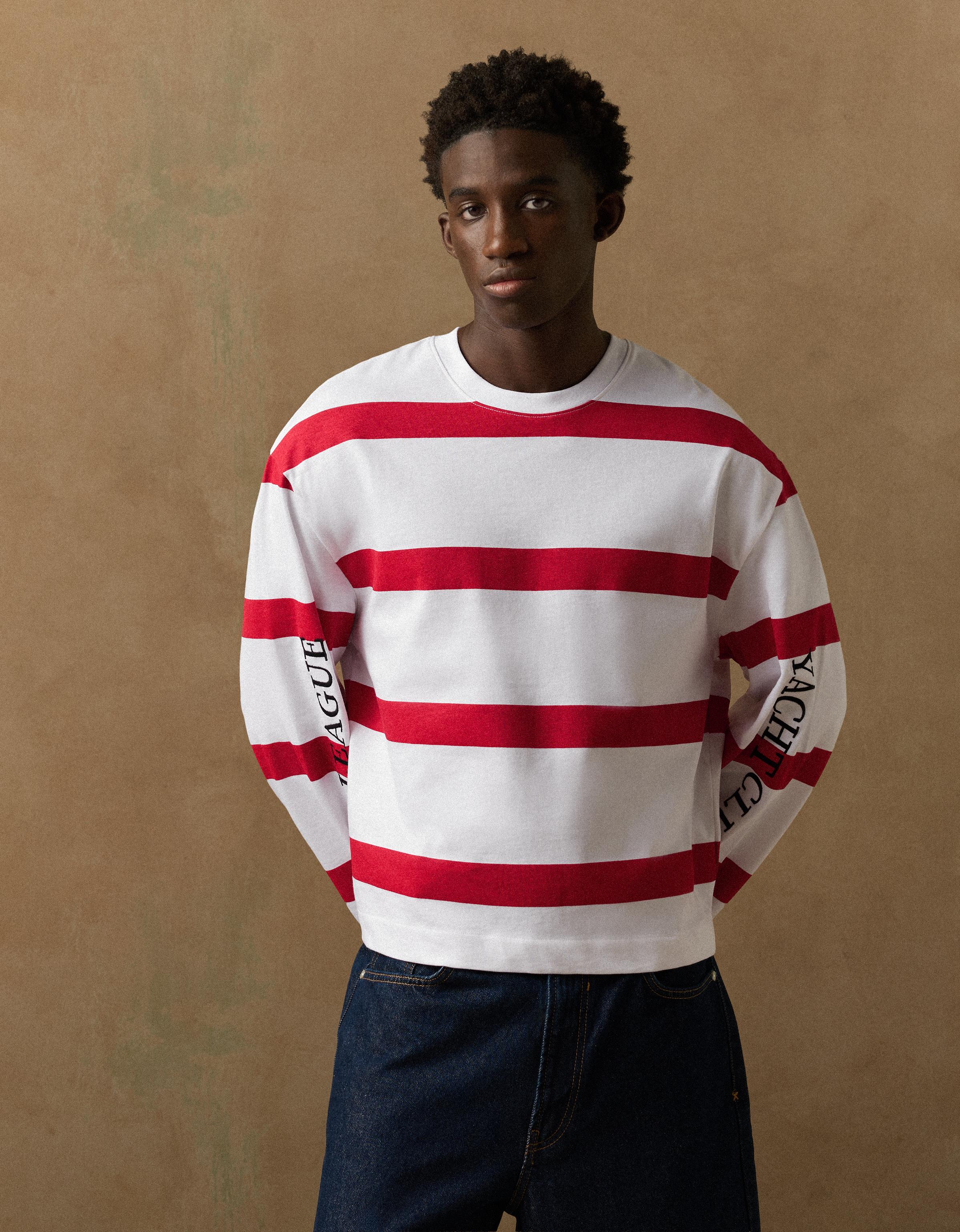 Bershka Camiseta Manga Larga Print Hombre Rojo