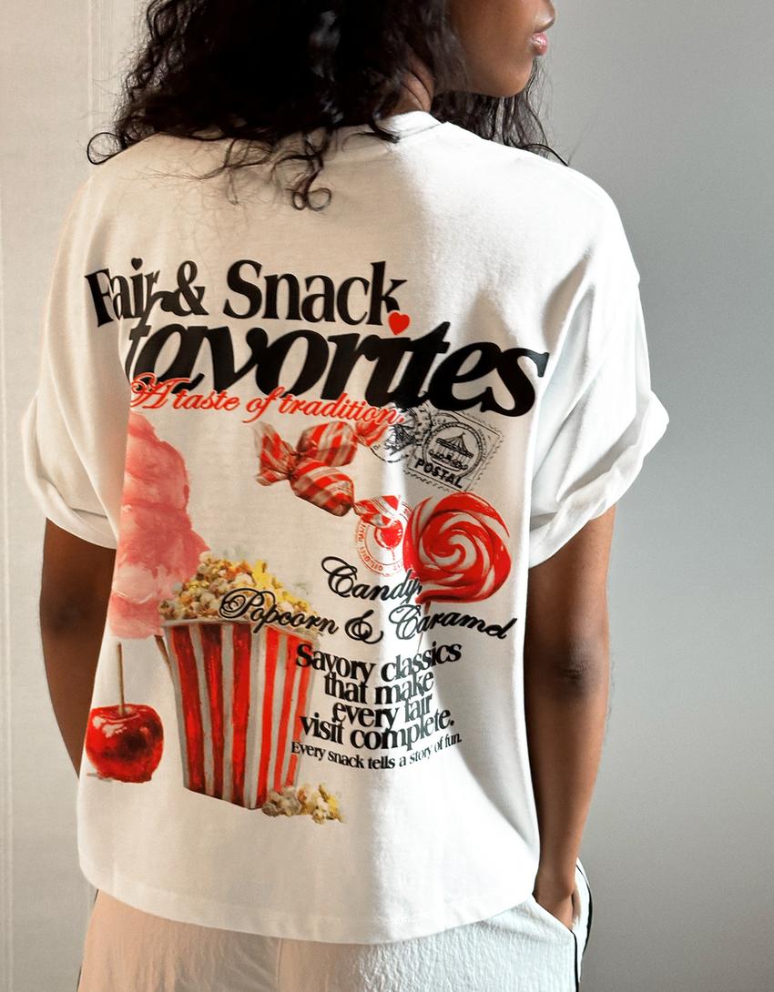 Camiseta manga corta oversize-Blanco roto