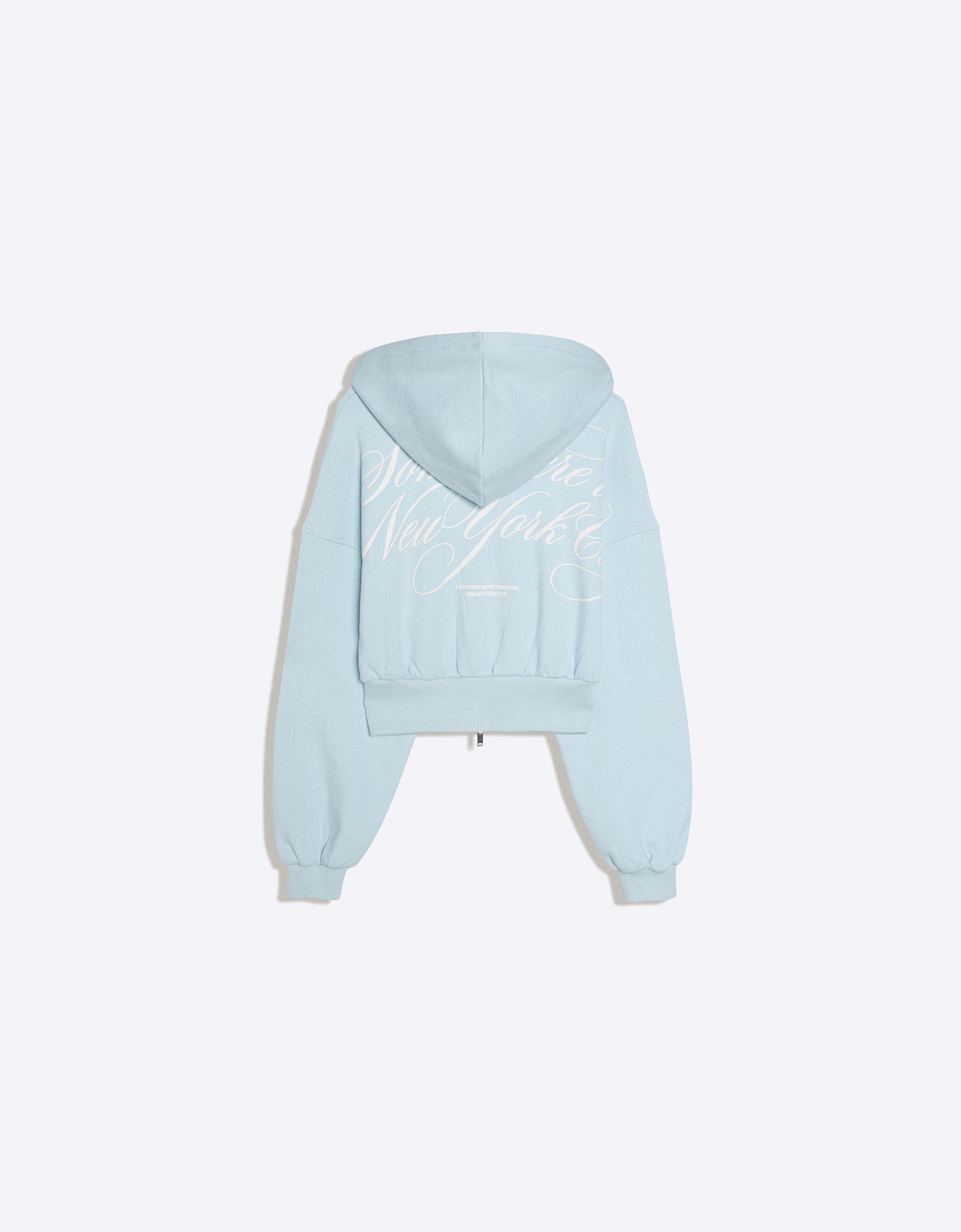 Printed zip-up hoodie — Light blue