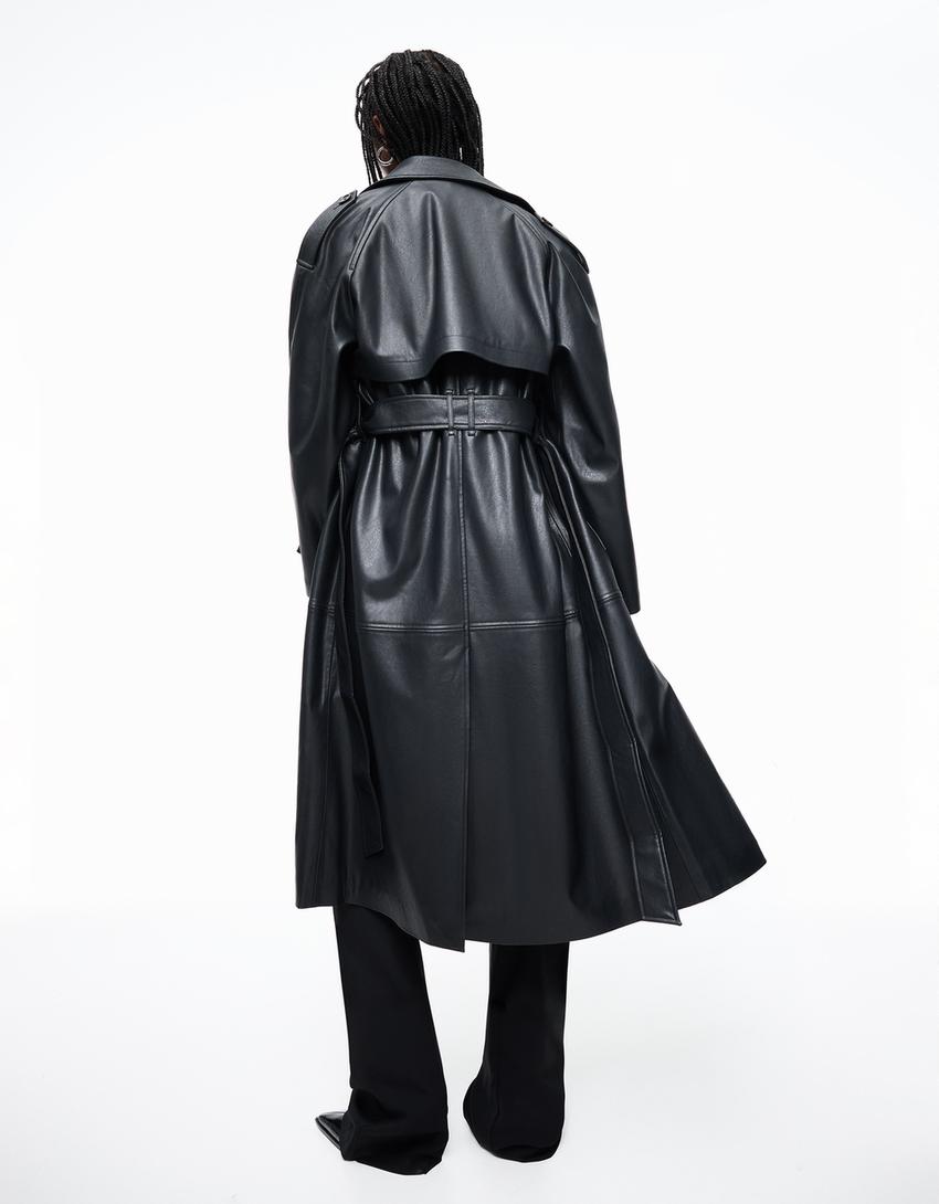 Sobretudo trench polipele-Preto