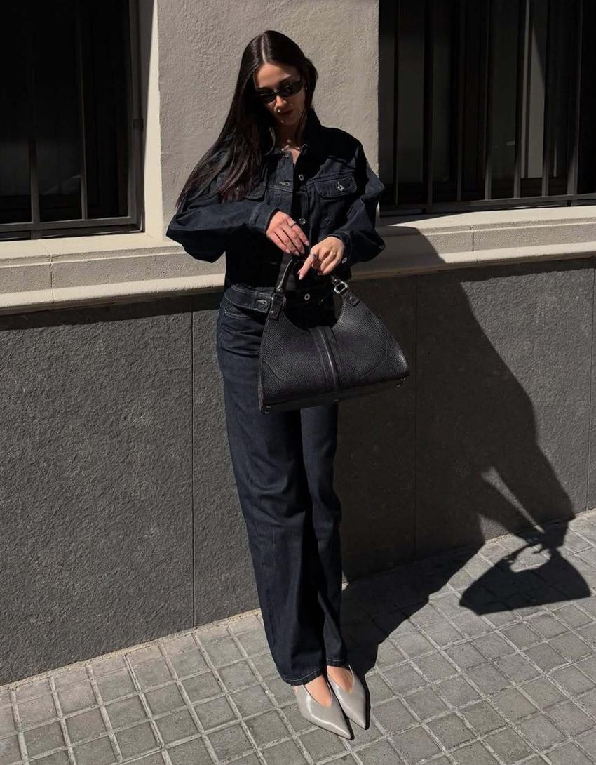 Blugi baggy talie medie-Bleumarin