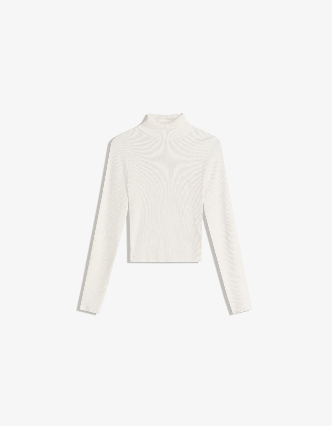 Raised neck ribbed jumper
