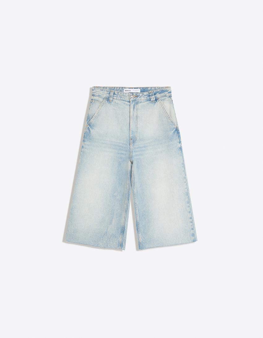 Bermuda jort denim skater-Azzurro Lavato