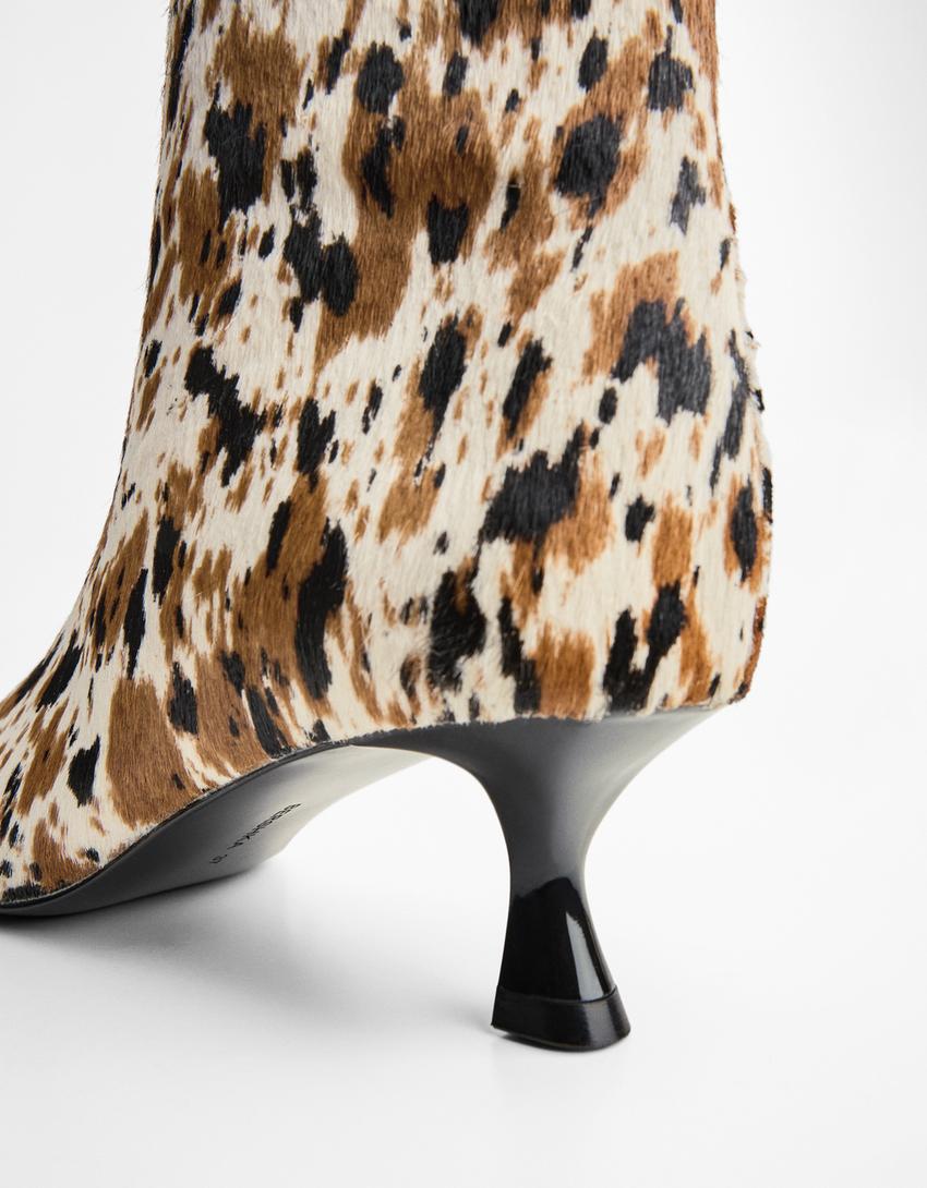 Bota tacón PIEL animal print-Combinado