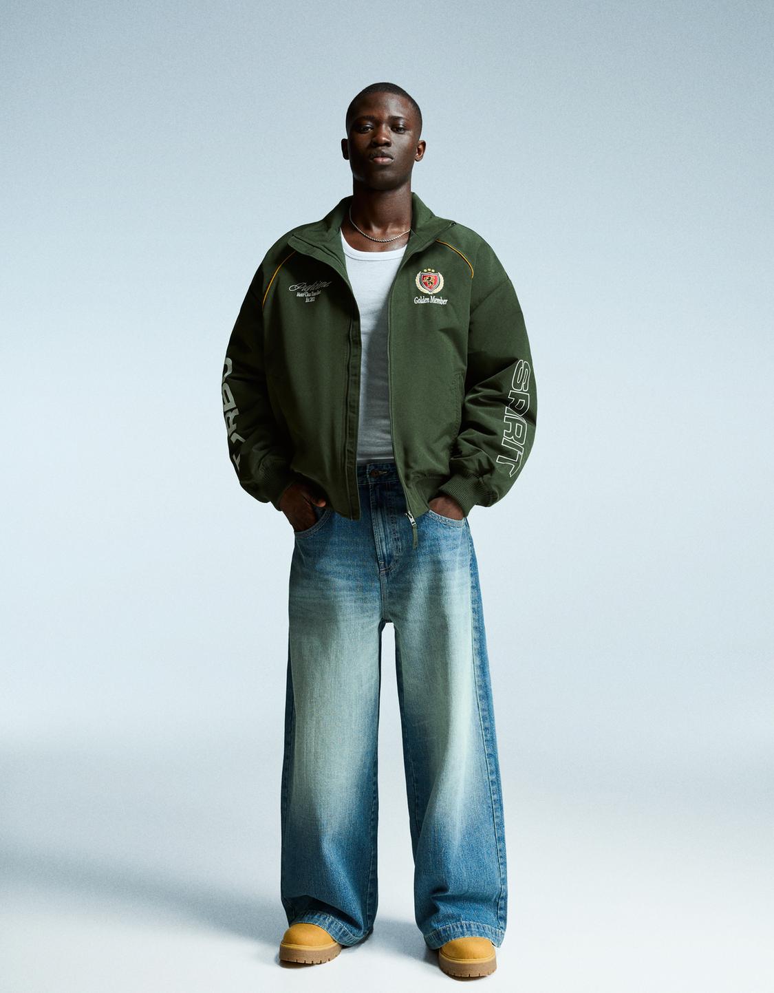 Embroidered technical jacket