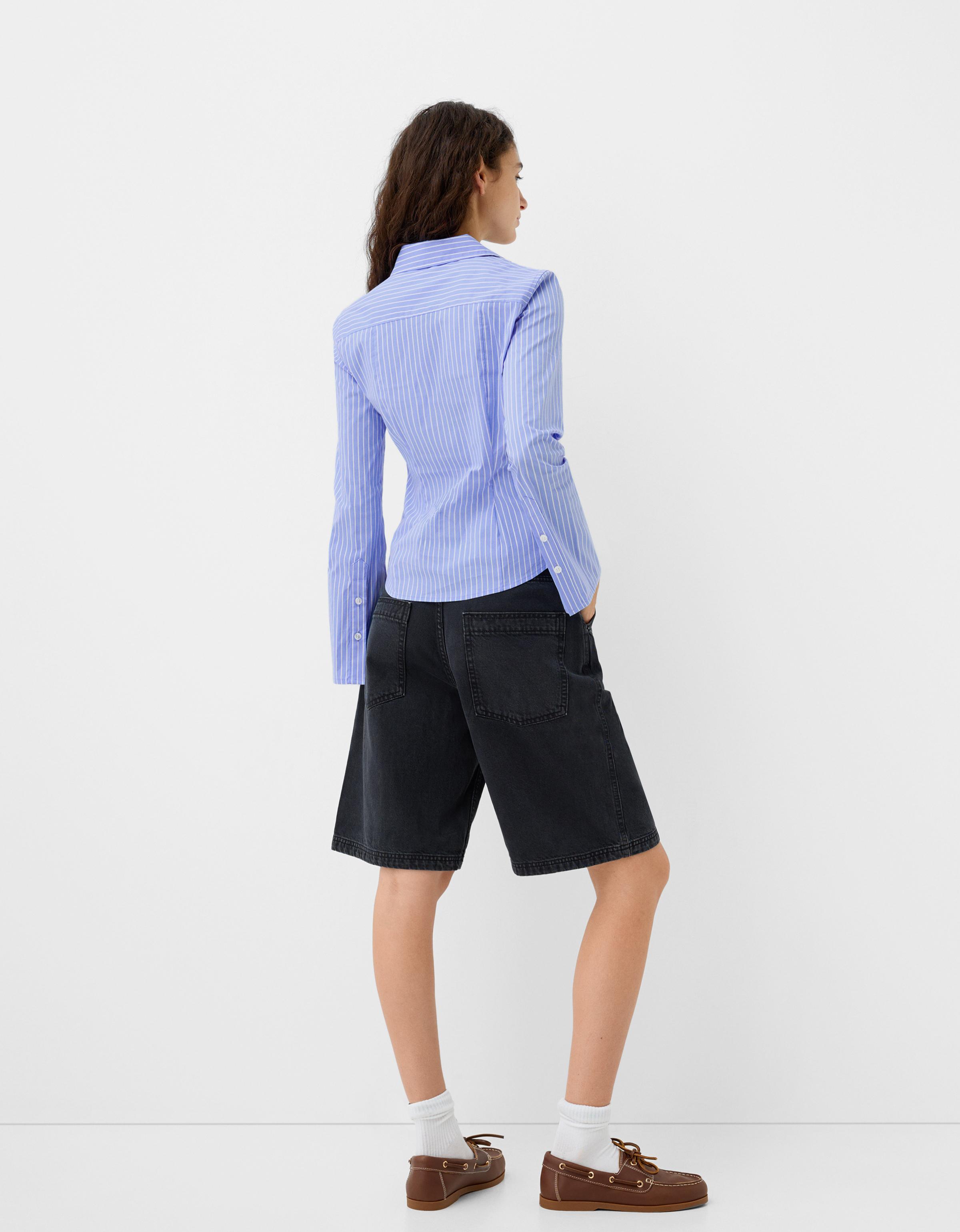 Çan kollu vücuda oturan gömlek - Görsel 60