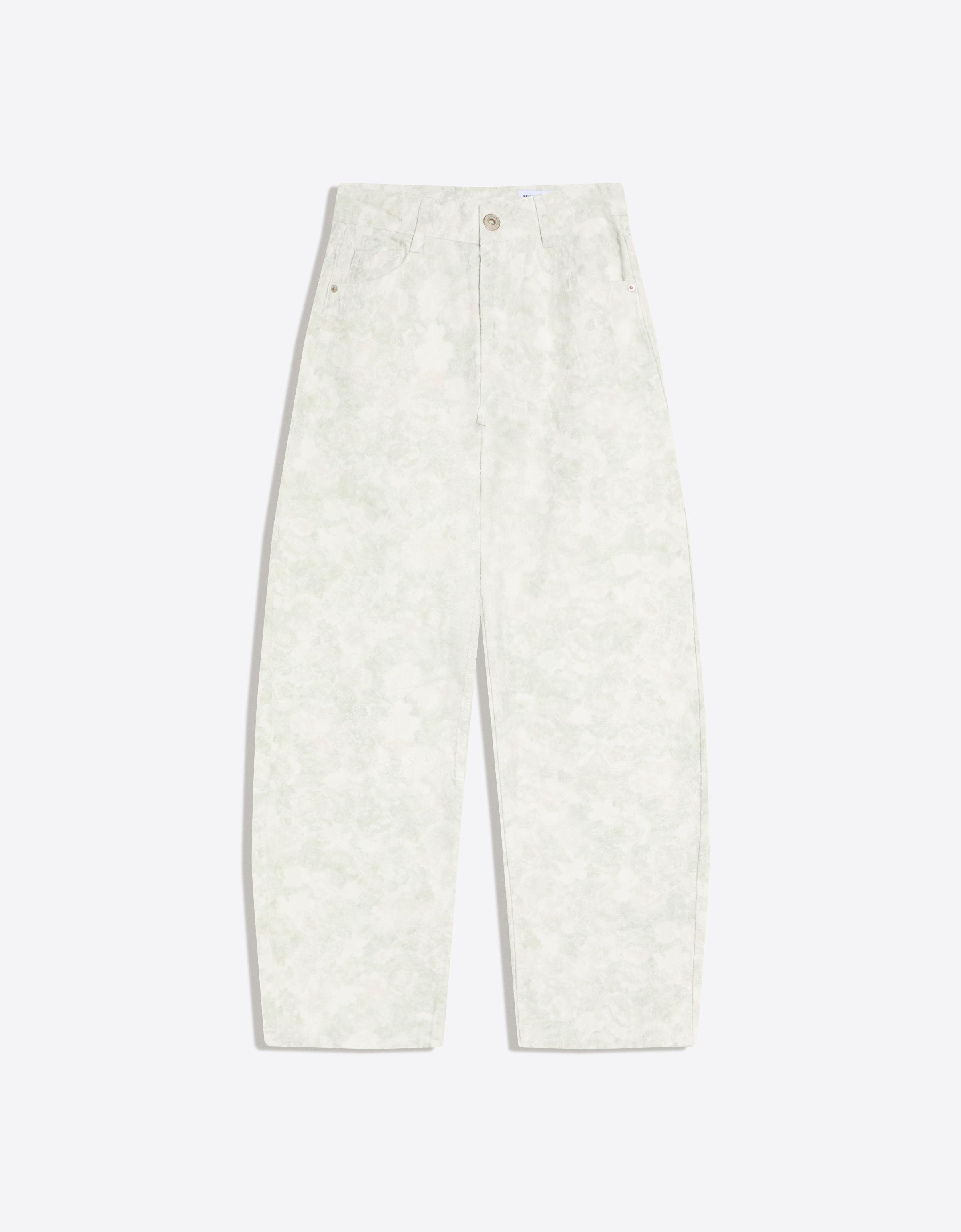 Low-rise printed baggy barrel jeans
