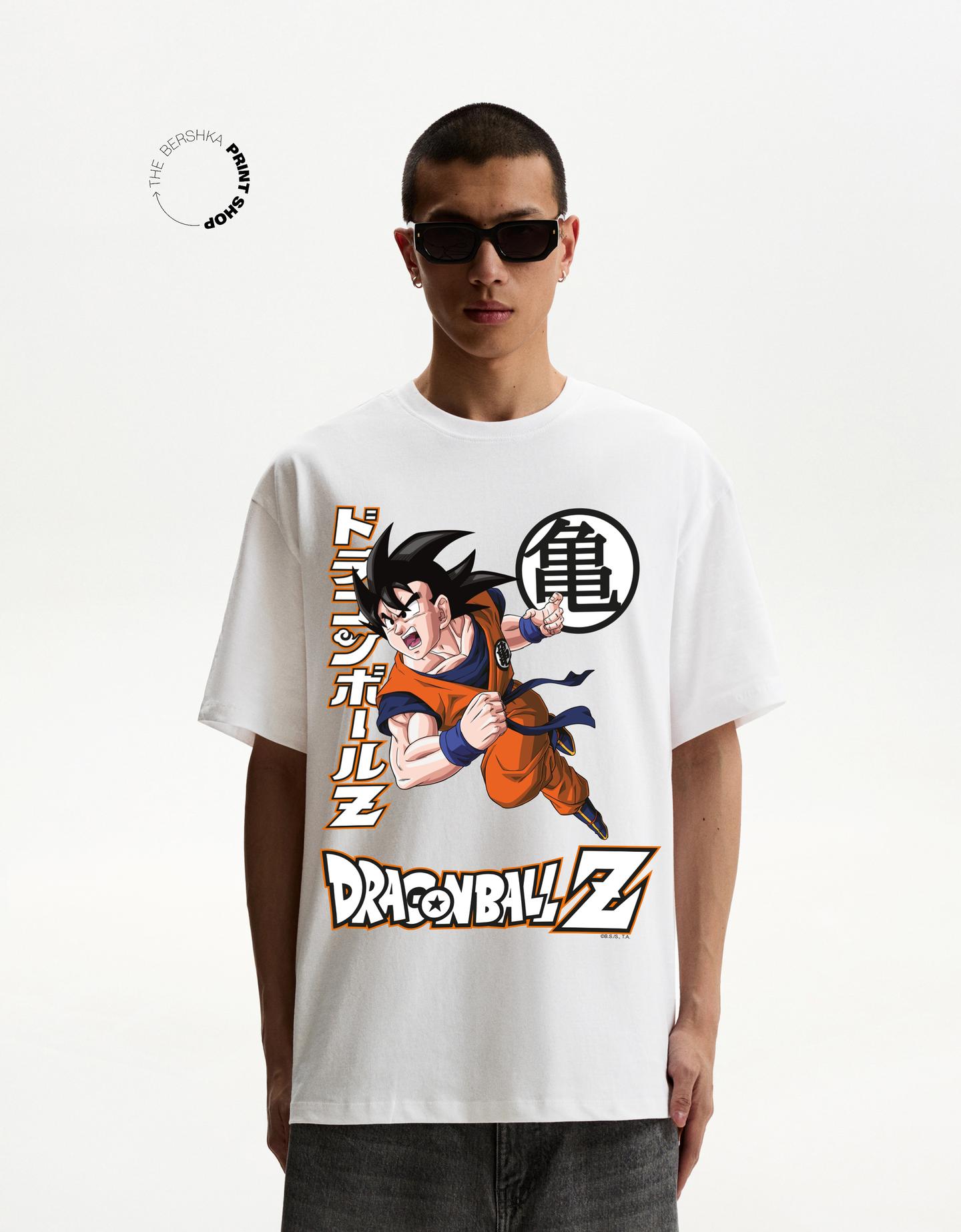 Bershka Camiseta Dragon Ball Manga Corta Hombre Xxs Blanco