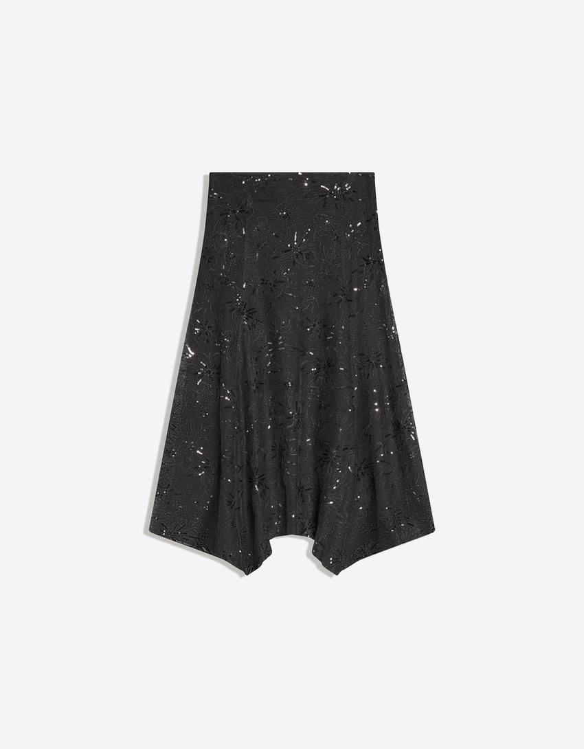 Rok midi payet sulaman-Abu-abu gelap